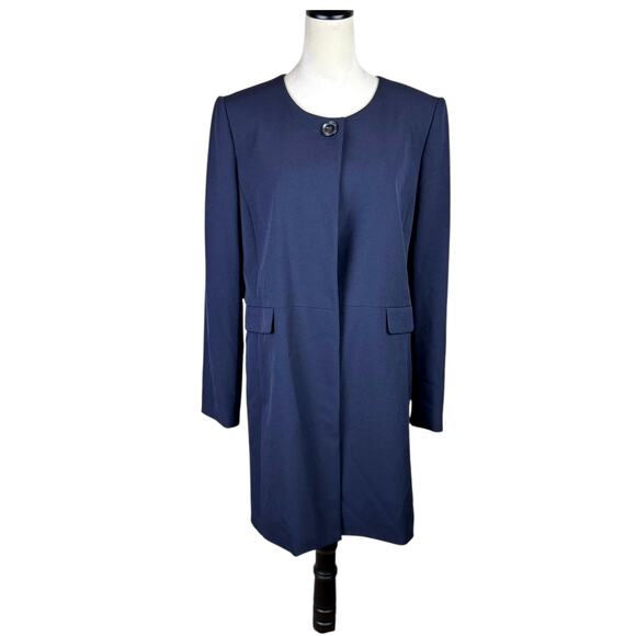 Alex Marie Navy Blue Single Button Long Length Topper Jacket Coat Coatigan - Picture 1 of 11